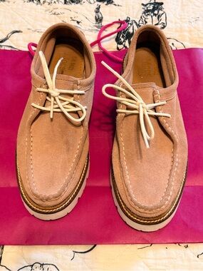 GH Bass Women’s  Suede Wallace -Style Lace-Up Loafers in Pink Size 7.5